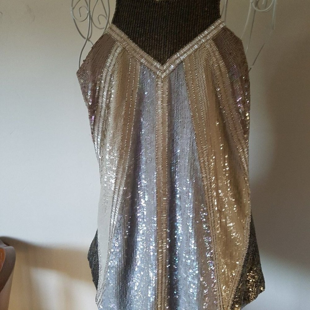 GORGEOUS ALL SAINTS SEQUIN PARTY SILVER JADA VEST